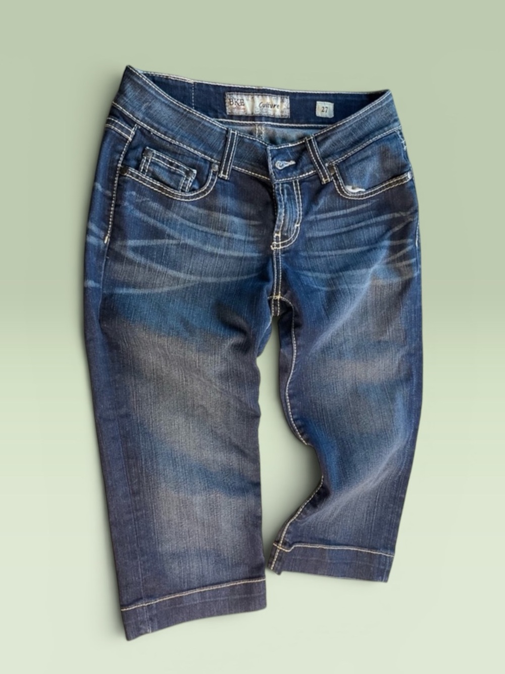 BKE Blue Denim women’s long shorts size 27